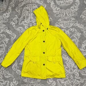 Lands' End Women's Yellow Hooded Rain Jacket Size M Casual Spring